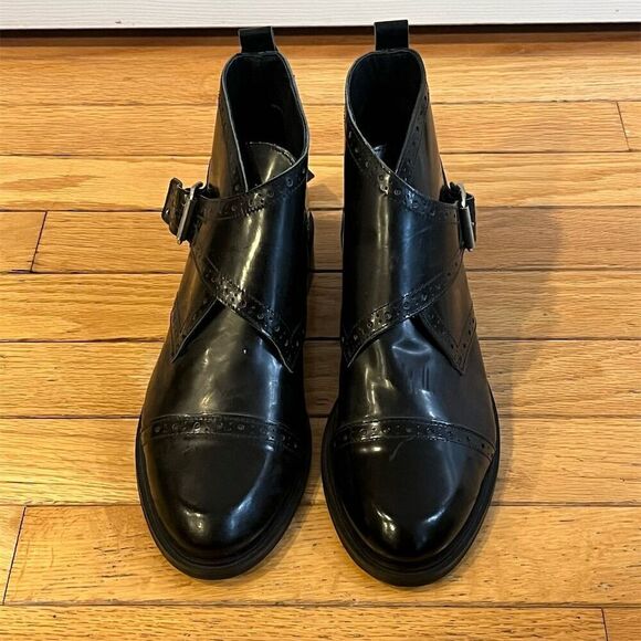 Avellini Women's Black Leather Ankle Boots Size 6 Hand Crafted, Elegant buckle - Picture 2 of 8